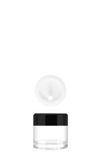 10 cc Şeffaf Krem Kavanoz Siyah Plastik Kapaklı (32mm)